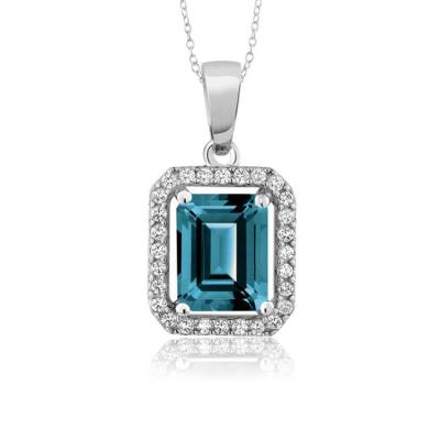 China High Quality Romantic Jewelry 14K Gold Plated Elegant Octagon London Blue Topaz Pendant Necklace for sale