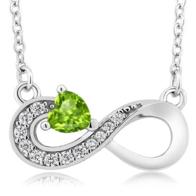 China Romantic Factory Custom Design Fashion Women Jewelry Gift 14K Gold Classic Olivine Heart Shaped Pendant Necklaces for sale