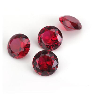 China Sale loose round shape artificialred red corundum prices synthetic gemstone lab price per carat round brilliant cut for sale