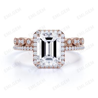 Κίνα New style CLASSIC wholesale emerald cut silver moissanite jewelry cheap price 2ct monopoly for women προς πώληση