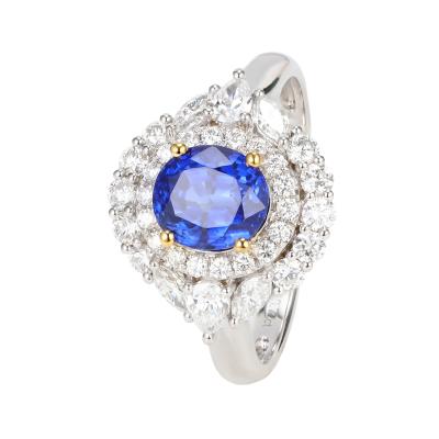 Κίνα CLASSIC Chinese Custom Design Gemstone Sapphire Ring Pure Gold Moissanite Rings from Big Blue προς πώληση