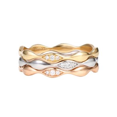 중국 Fashion 14K Three Color CLASSIC Single Wedding Band Moissanite Stackable Eternity Rings 판매용