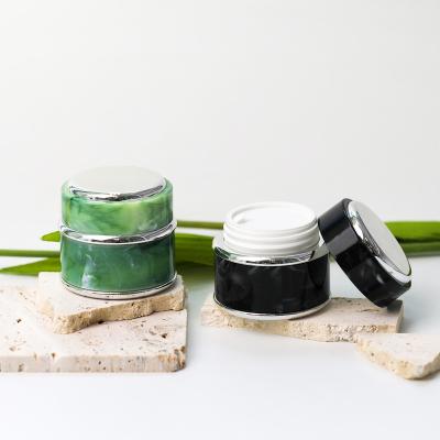 China Marble Material Cosmetic Jar Custom Printing Packaging Glass Cosmetics Creams Glass Bottles and Jars, Luxury Glass Cosmetic Jar for sale