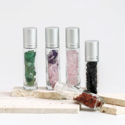 China Cosmetic In Stock Gemstone Roll Ball Bottles 10Ml For Essential Oils Roll On Gemstone Bottles , Gemstone Roll Balls for sale