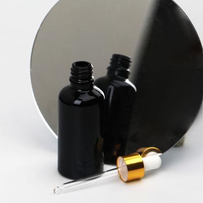 China One Piece Factory Sample Black Oil Cosmetic Free Dropper Bottle Frosted Black Bottle 30Ml , Black Glass Essentials Dropper Oils for sale