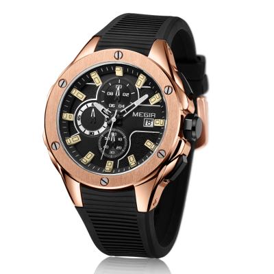 China Hot Sale Megir Automatic Date 2020 2053 Custom Logo Mens Sport Silicon Analog Wrist Watches For Men for sale