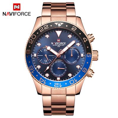 China 2020 NAVIFORCE 9147 Stainless Steel Band Bezel 3atm Water Resistant Chronograph Quartz Mens Mobile Wristwatches for sale