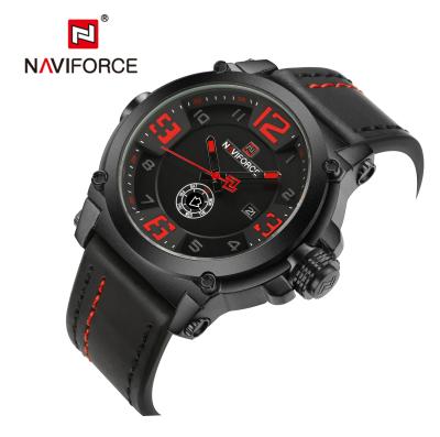 China Auto Date Naviforce 2020 9099 new custom fashion sports waterproof quartz leather wristwatches wholesale for men wrist watch for sale