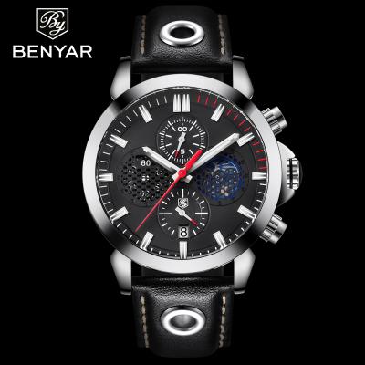 China Western Benyar 5124 Automatic Quartz Date Wrist Watches Quartz Analog Water Resistant Watches For Man for sale