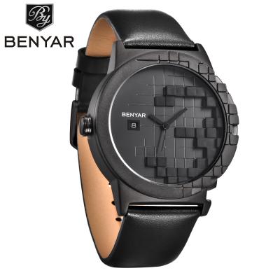 China Automatic Date Benyar 5117 Western Fancy Leather Wristwatches For Men De Longe Quartz Genuine Leather Watch for sale