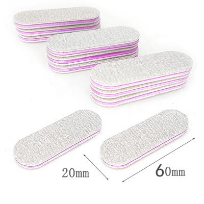 China 80/100/120/150/180/240 Small Durable Mini Nail Filer EVA+sandpaper+PP Board Durable Logo Professional Nail Salon Gray Custom Nail Files for sale