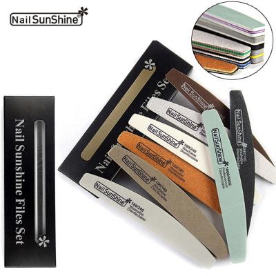 China 8 Packs Eco-friendly Professional Manicure Sunshine Nail File Set Nail Buffer Kit Nail Polishing Files for sale