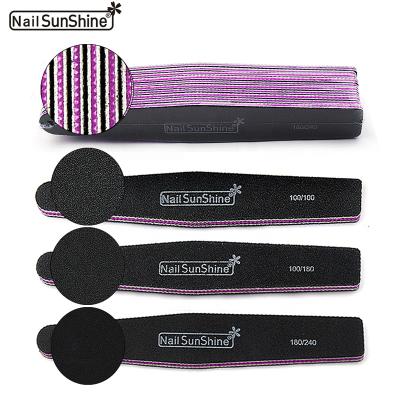 China Eco-friendly Customized Dual Logo Black Diamond Nail File Emery Board Nail Files Manicure Sanding Side Nail for sale