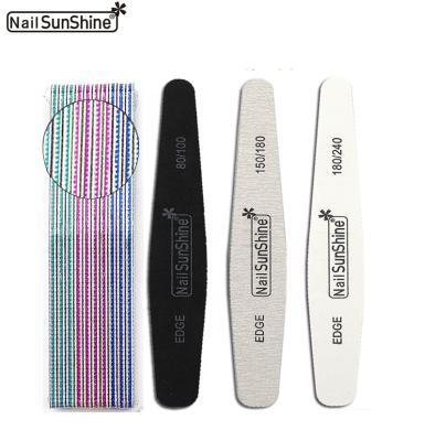 China Professional Factory 10years Double Sandpaper Diamond Nail File Double Sided Emery Board Nail File Files Black Zebra Sanding Gray Nail File for sale