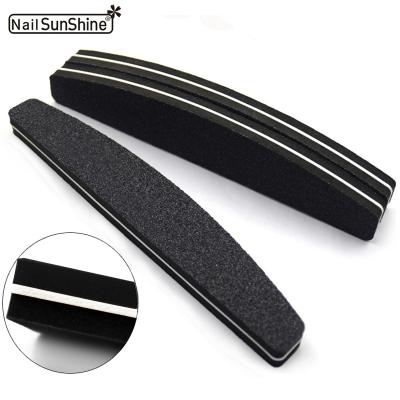 China Eco-friendly Washable Customize Logo 100/180 High Elasticity Black Sponge Sanding Nail Files Thickening Emery Board Polisher Nail File for sale