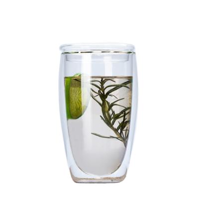 China Sustainable High Borosilicate Double Wall Glass Drinking Glass Water Cup Mug for sale