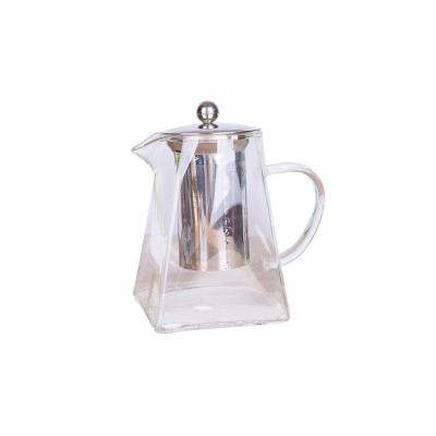 China Viable Wholesale High Borosilicate Handblown Heat Resistant Glass Teapot With Steel Infuser for sale