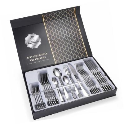 China 2021 Viable Knife Spoon Fork Set 30pcs Stainless Steel Cutlery Set and Flatware Set with Gift Box for sale