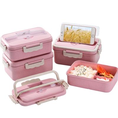 China Microwave Heated Biodegradable Wheat Viable Straw Lunch Box Bento Container Tiffin Box Food Storage for sale