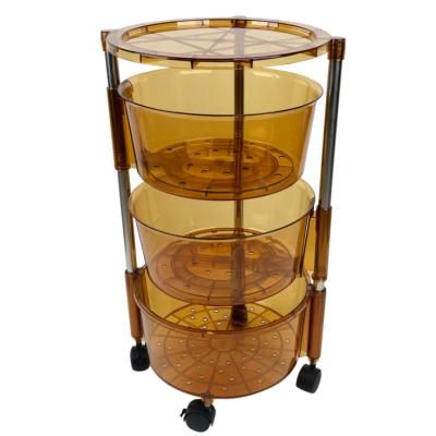 China New Design Sustainable Storage Carts Square Kitchen Plastic Trolley Organizer 3 Layers Rotating Storage Rack for sale