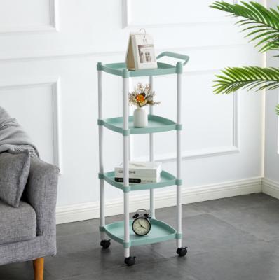 China 4 Tier Storage Organizer Home Bathroom Rolling Cart Mobile Kitchen Storage Cart Viable for sale