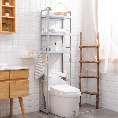 China Floor Type Stainless Steel Rack Toilet Cabinet Shelving Kitchen Washing Machine Rack Space Saving Shelf for sale