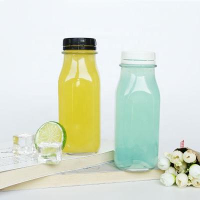 China Beverage Juice French Square Bottles 400ml Juice Container Cold Pressed Glass Freshness Preservation Glass for sale