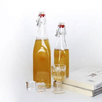 China Personal Care Glass Bottle Tight Square Swing Top Air Kombucha Air Kombucha Bottle for sale