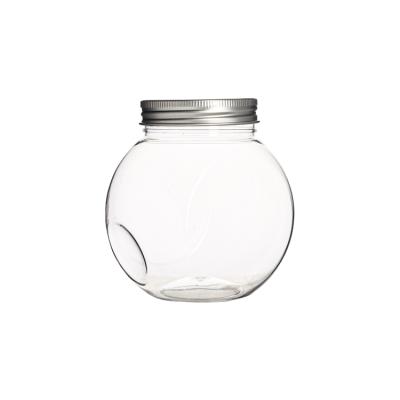 China Custom transparent dry fruit PET food plant plastic food jar with aluminum lid or plastic lid for sale