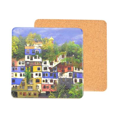 China Factory Wholesale Free Design Traditional Chinese Square Shape Wooden Blank Cork Back Sublimation Mdf Coaster for sale