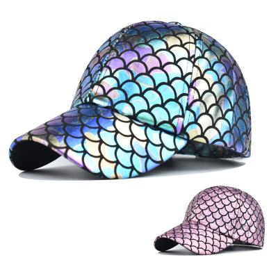 China Custom COMMON Mermaid Fish Scales Scales Baseball Cap Baseball Cap Sports Hats Rolling Stone Unisex Hat for sale