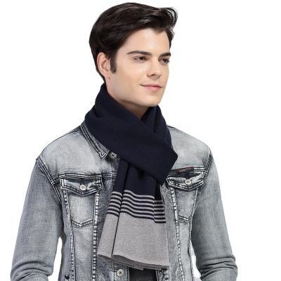 China Wholesale Warm Keeping Men's Plaid Knitted Scarf Winter Scarf Long Vintage Striped Scarf for sale