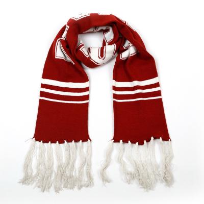 China Comfortable Customized Polyester Sports Football Club Soccer Fans Jachad Woven Scarf European Team Commemorative Knitting Scarf for sale