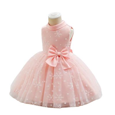 China 1 Lot Sleeveless Size 80-130 Elegant Snowflake Models Bridesmaid Dresses Fit Lapel Pink Bridesmaid Dresses Wedding Kids for sale