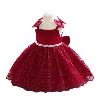 China Summer Kids Baby Wedding Dress Sleeveless Kids Embroidered Big Boutique Bow Bridesmaids Dresses for sale