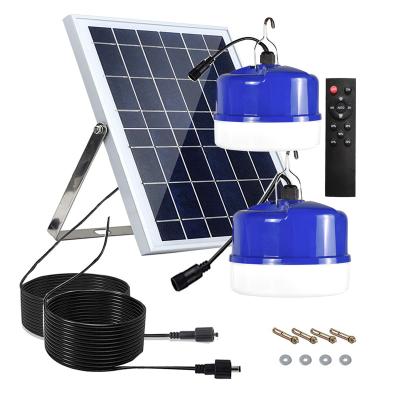 China Warehouse 2 Light Bulbs Solar Panel Led Indore Light Price Indoor Outdoor Portable Solar Generator Set Double Solar Light Bulbs for sale