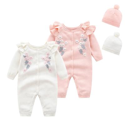 China 100% Cotton Autumn And Winter New Embroidered Knitted Long Sleeve Harness With A Free Hat Organic Cotton Bamboo Baby Clothes Winter for sale