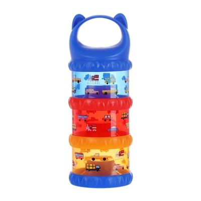 China BPA Free 3 Layer Cartoon Printed Portable Detachable Milk Powder Crate Toddler Formula Storage Box Baby Food Pure Color Container for sale