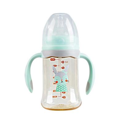 China Wholesale 240ML BPA Free Edible Wide Mouth Baby Silicone Grade Feeding Bottle PPSU Baby Bottle With Handle From China Manufacturer for sale