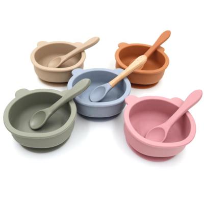 China Dishwasher Safe Manufacturers Direct Sales Baby Complementary Spoon Baby Tableware Anti-Drop Silicone Suction Cup Kids Bowl BPA Free for sale