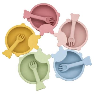 China BPA Free High Quality Drop Proof Food Grade Silicone Baby Bowl Handmade Puddle Proof Tableware for sale