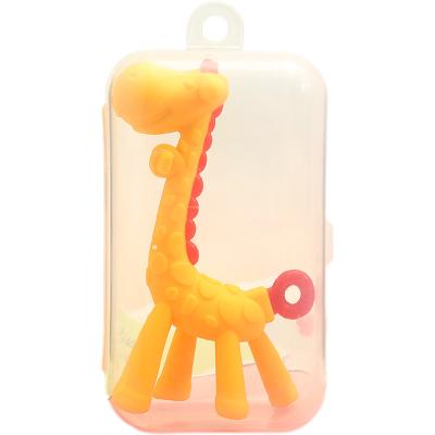 China Custom Organic Food BPA Free Non-Toxic Grade BPA Free Baby Toys Giraffe Shape Silicone Teether for sale