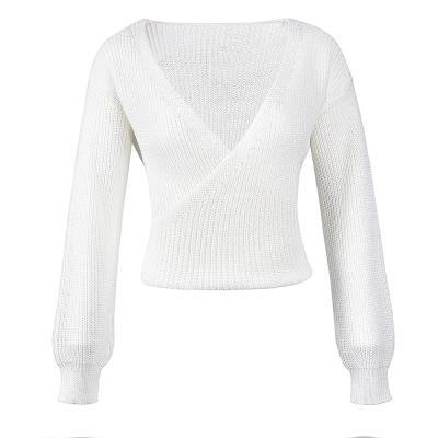 China Wholesale Deep V Neck Long sleeve Women's Crop Top Sweater for sale