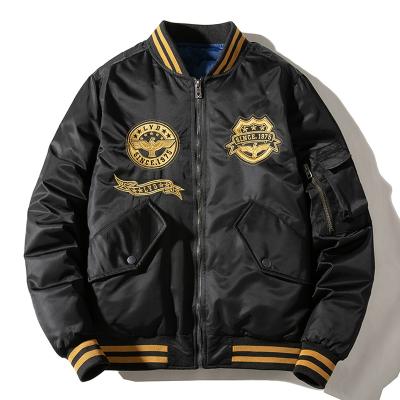 China OEM Customs emb patch high quality 100%cotton oversized baseball Jacket for Men's for sale