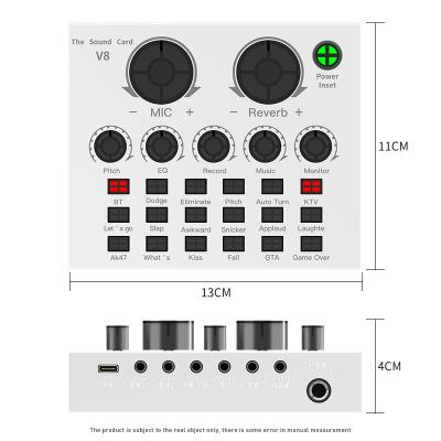 China Sound Effect Supporting External Usb Surrounded Multi Live Microphone Sound Card 3Dspeaker Recording Studio Equipment Studio Interface For Computer PC Music White Status for sale