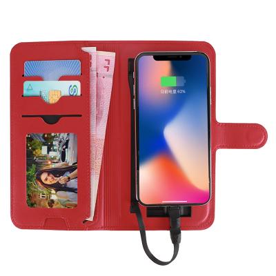 China Wholesale Hot Selling Men's Long Wireless Charging Wallet With Card Slots Photo View 6000mah Cell Phone Leather Wireless Charging Wallet for sale