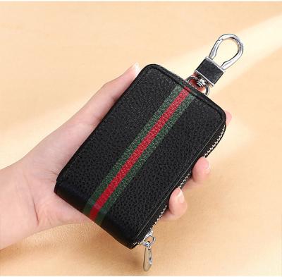 China Normcore/Minimalist Genuine Leather Key Case Mini Card Bag Holder Women Men Key Chain Organizer Pouch Car Key Wallet Main Charge Lady Bag for sale