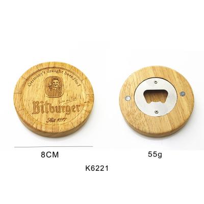 China Promotion & Gift Round Shape Wooden Coasters Bottle Opener Fridge Magnet Decoration Beer Opener for sale