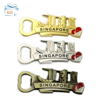 China Promotion & Wholesale Zinc Alloy Tourist Gift Metal Souvenir Bottle Opener Singapore Key Chain for sale