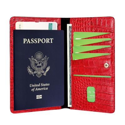 China High Quality Rfid Travel Wallet Genuine Leather Folding Passport And Visa Holder Bag for sale